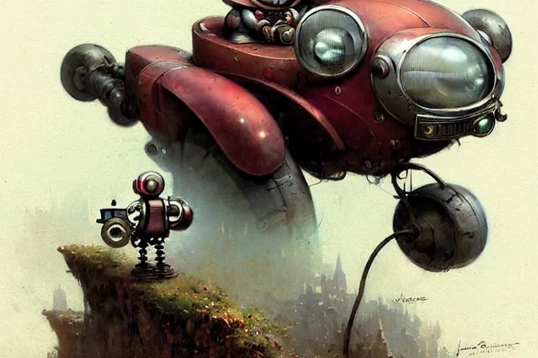 Image similar to adventurer ( ( ( ( ( 1 9 5 0 s retro future robot mouse explorer vehical. muted colors. ) ) ) ) ) by jean baptiste monge!!!!!!!!!!!!!!!!!!!!!!!!! chrome red