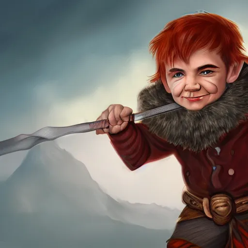 Image similar to a stunning long distance shot portrait of a short male halfling rouge, digital art trending 4 k