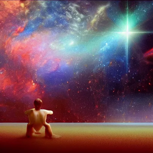 Image similar to A person floating through space in a lucid dream by Hardy, David A.