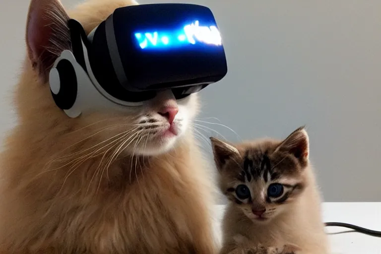 Image similar to kitten wearing a vr headset