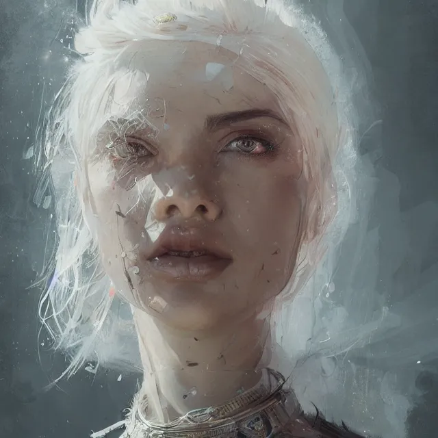 Image similar to beauty girl, white hair, hyper detailed, insane details, intricate, elite, elegant, luxury, by ismail inceoglu dragan bibin hans thoma greg rutkowski alexandros pyromallis rene maritte illustrated, perfect face, fine details, realistic shaded, fine - face, pretty face