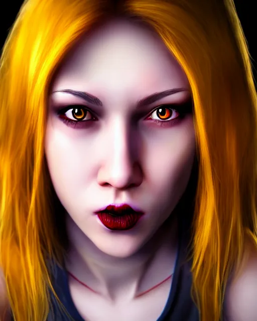 Prompt: realistic portrait of a scary young female game character with big equilateral triangle in place of a mouth, detailed portrait, high quality photo