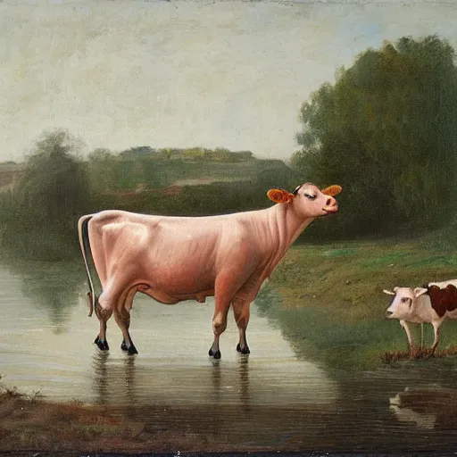 Image similar to a cow in a river, haagse school