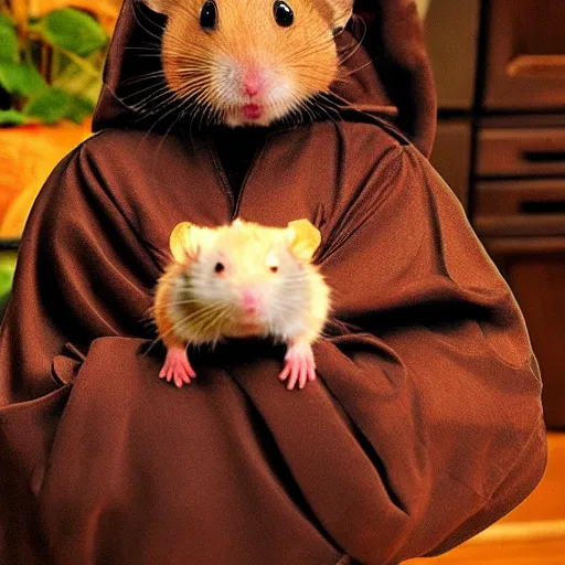 Prompt: hamster in dark lord robe