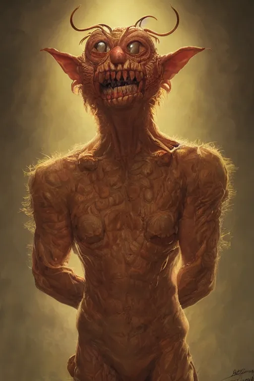 Prompt: portrait of mark zuckerberg as a pathetic goblinoid demon clown, kobold, upper body, fantasy, intricate, elegant, highly detailed, digital painting, artstation, concept art, sharp focus, illustration, art by artgerm and greg rutkowski and alphonse mucha