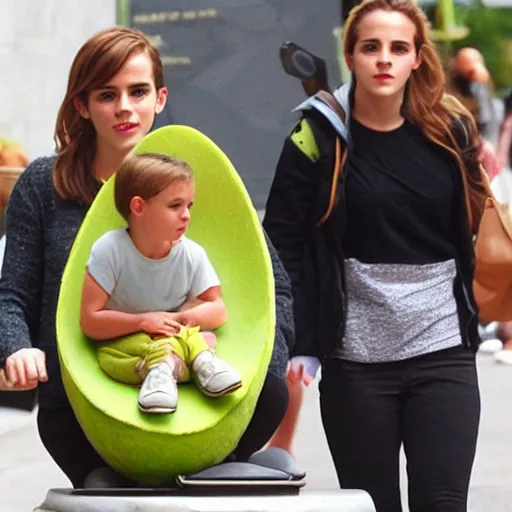 Image similar to emma watson as an avocado chair