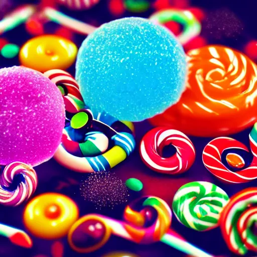 Image similar to candies. A very detailed and hight quality digital art piece. Trending on artstation, 4k, high resolution