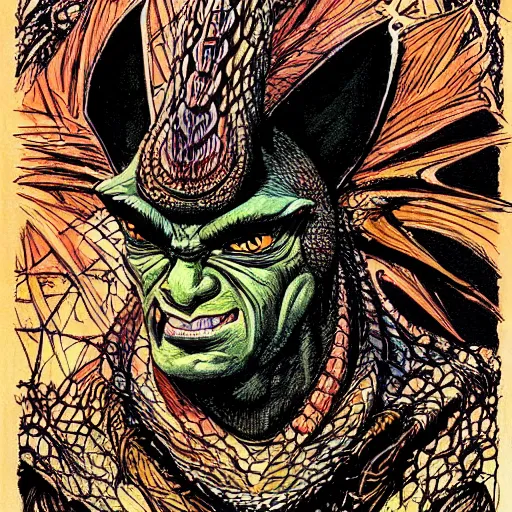 Image similar to portrait of dragon from shrek by Philippe Druillet