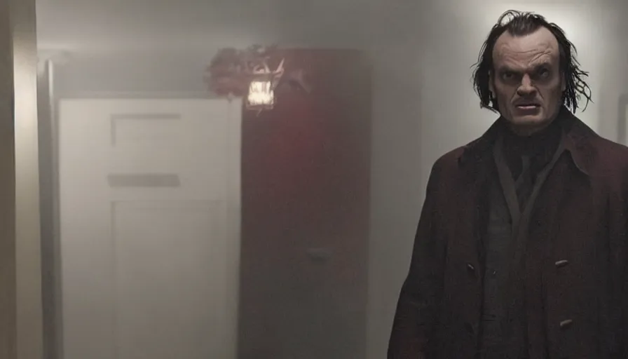 Image similar to Jack Torrance in The Avengers (2012), cinematic lighting, cinematography