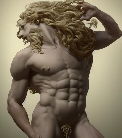 Image similar to clean cel shaded art of the greek God Apollo, long fluffy curly blond hair, light platinum long blond hair, Alexandre Cabanel, norman rockwell, peter paul rubens, maler collier, frank frazetta, alphonse mucha, gustav klimt 4k, unreal 5, DAZ, french noveau, trending on artstation, octane render, hyperrealistic