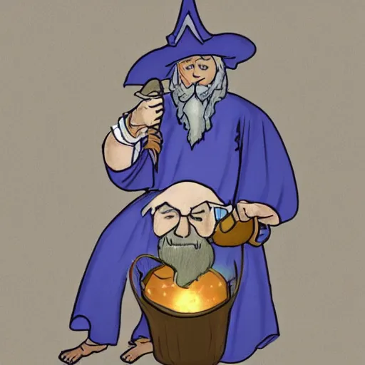 Prompt: an old wizard crafting a potion