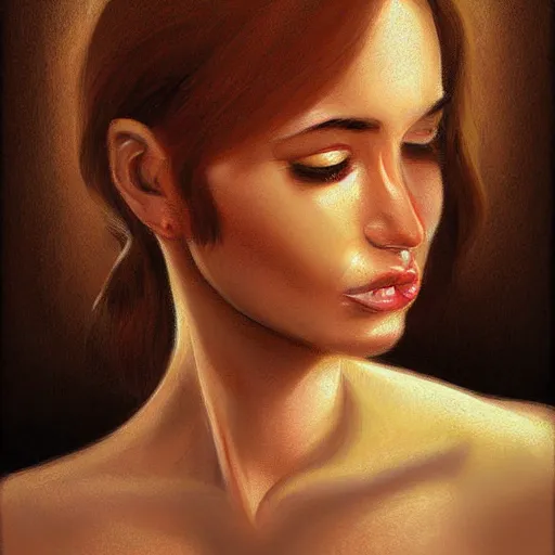 Prompt: woman, face, digital art by bill brauer