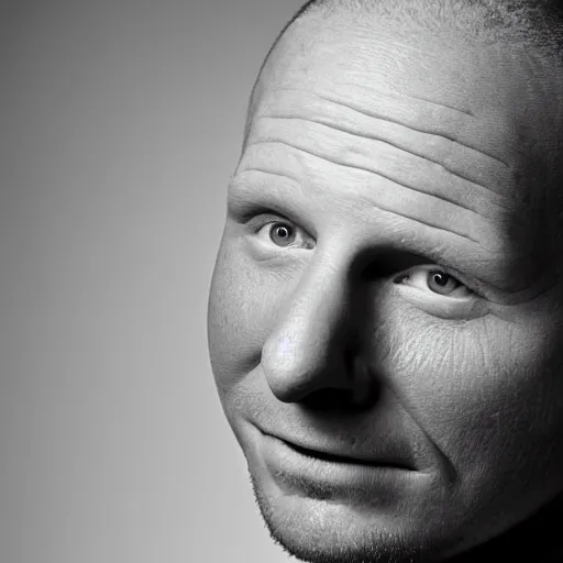 Prompt: studio photo of corey taylor without eyebrows, studio portrait