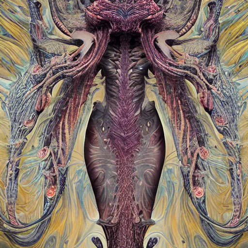 Prompt: Photo of a creature from another universe by ernst haeckel, iris van herpen, james jean, mandy jurgens, artstation, fashion editorial