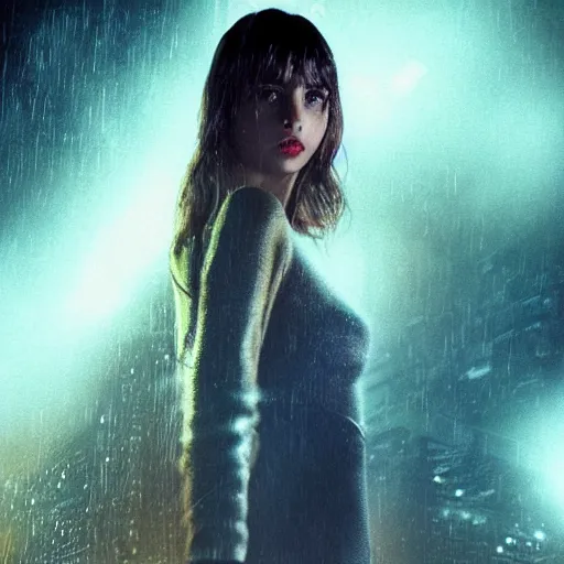 Image similar to ana de armas as a hologram in blade runner