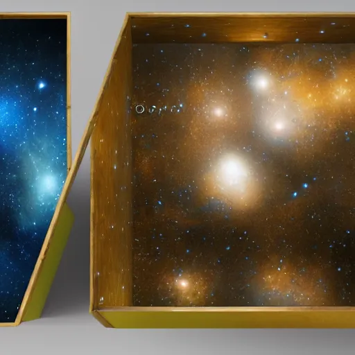 Prompt: glass box contains galaxies, highly detailed, concept art, realistic, octane render, unreal engine, up close shot