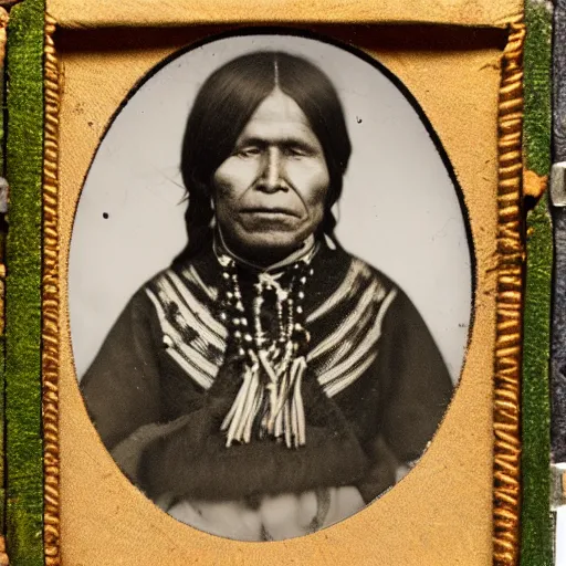 Prompt: portrait of an inca, daguerreotype