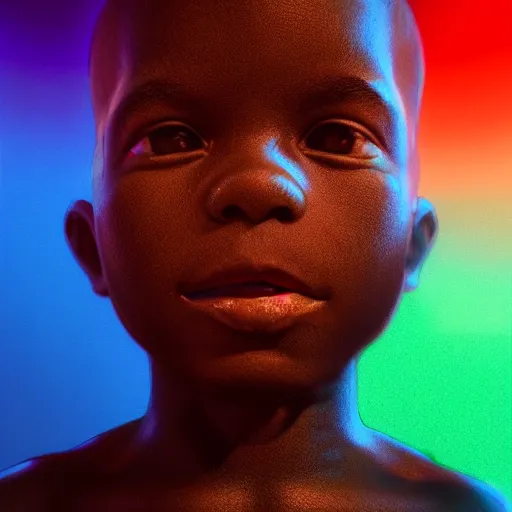 Image similar to portrait of a nigerian boy, james jean style, vfx art, unreal engine render, claymation style, colourful, volumetric light, digital painting, digital illustration, dramatic light,