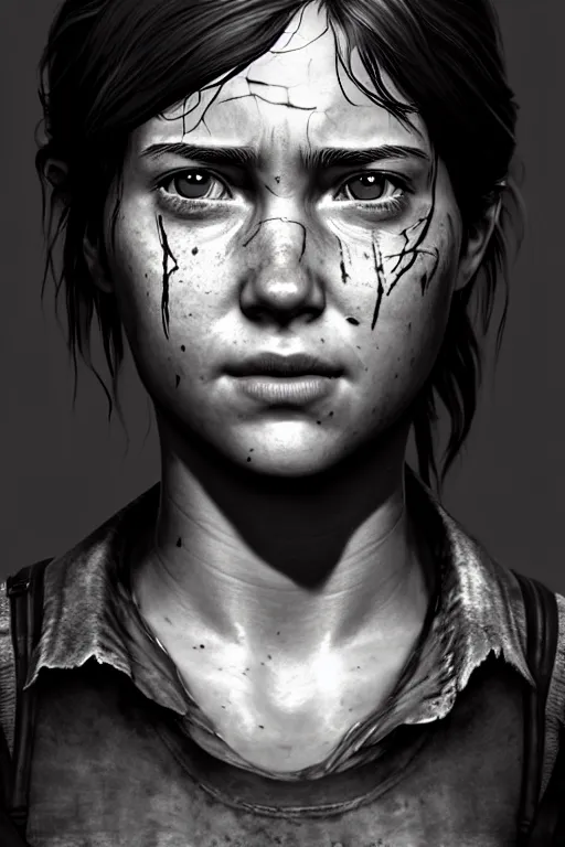 Image similar to ultra detailed facial portrait of ellie from the last of us part 2, digital art, character portrait, highly detailed, trending on artstation, cinematic lightning, sharp focus, perfect face, pretty face, fine - face, illustration, 8 k, ultra texture, artgerm