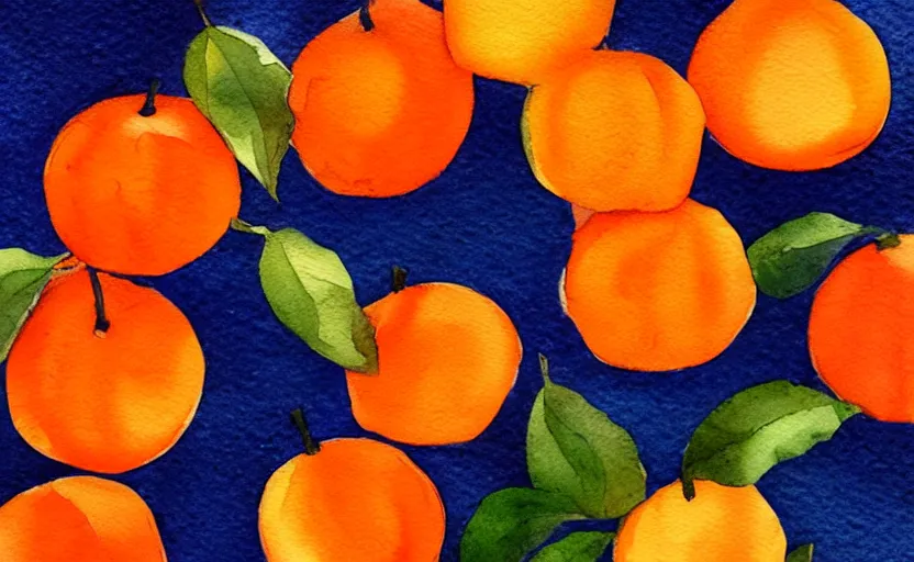 Image similar to watercolor painting of oranges