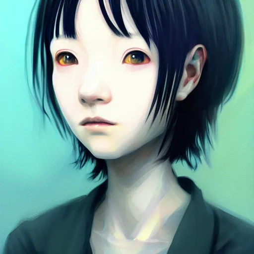 Prompt: portait of lain from serial experiments : lain, sci - fi, intricate, elegant, highly detailed, digital painting, artstation, concept art, smooth, sharp focus, illustration, by bartek fedyczak, erak note, tooth wu, neil richards, kan liu, siwoo kim, jisu choe