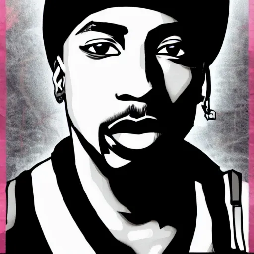 Image similar to Tupac Shakur, screenshot from a 2012s anime