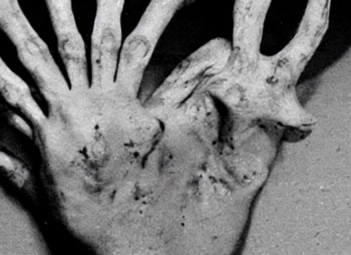 Image similar to disturbing 1 9 8 0 photography of a hand being cut off like a carrot horror film practical fx directed by david cronenberg and ridley scott