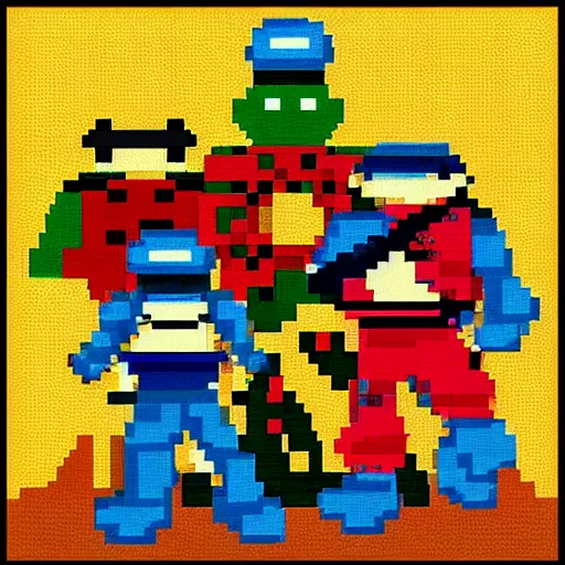 Image similar to 1 6 bit pixel teenage mutant ninja turtles as a k - pop band acting at the opera theater