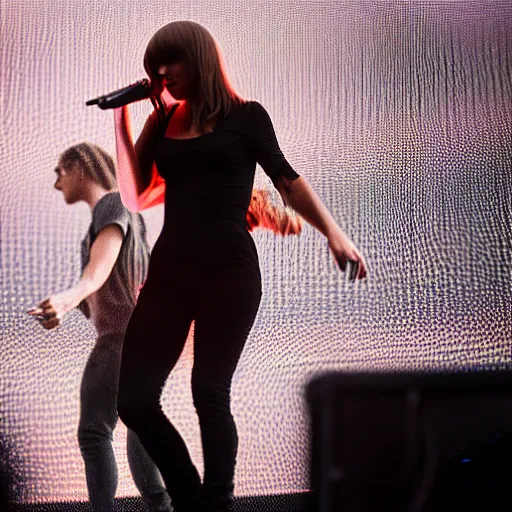 Image similar to trent reznor performing on stage with taylor swift. cinematic 8 k