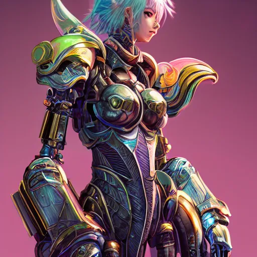 Image similar to studio portrait of lawful good colorful female holy mecha paladin absurdly beautiful, elegant, young sensual graceful woman, ultrafine hyperrealistic detailed face illustration by kim jung gi, irakli nadar, intricate linework, sharp focus, bright colors, matte, octopath traveler, final fantasy, unreal engine highly rendered, global illumination, radiant light, intricate environment