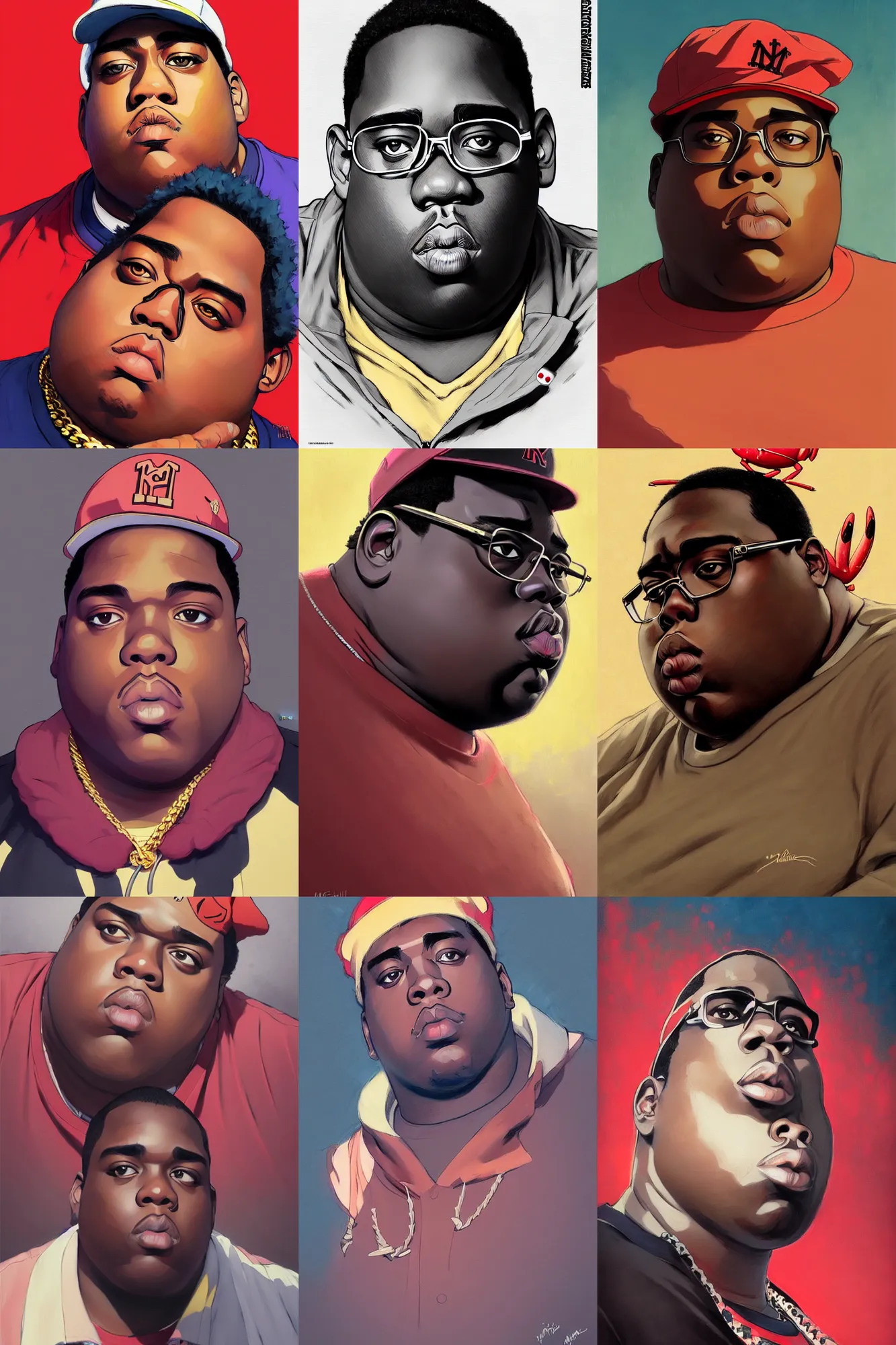 Prompt: the notorious b. i. g. as mr krabs anime, shaded lighting poster by magali villeneuve, artgerm, jeremy lipkin and michael garmash, rob rey and kentaro miura style, trending on art station