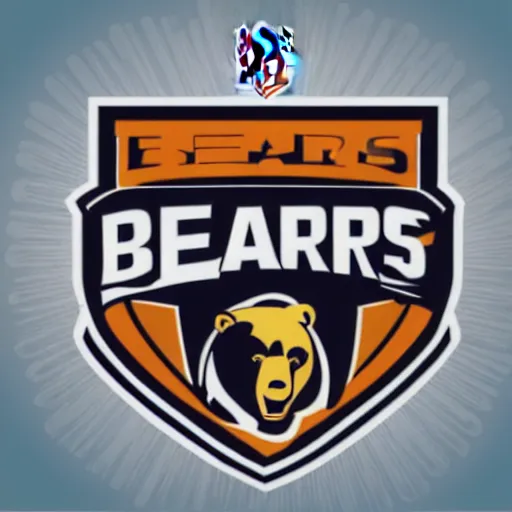 Prompt: A logo for the Bears sports team with a bear mascot grasping a Rugby Union football, vector, graphic design, 3D lettering, NFL, NBA