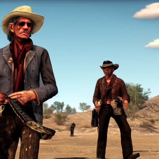 Prompt: keith richards in red dead redemption