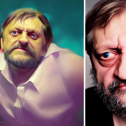 Image similar to slavoj zizek in jojo pose, by ruan jia