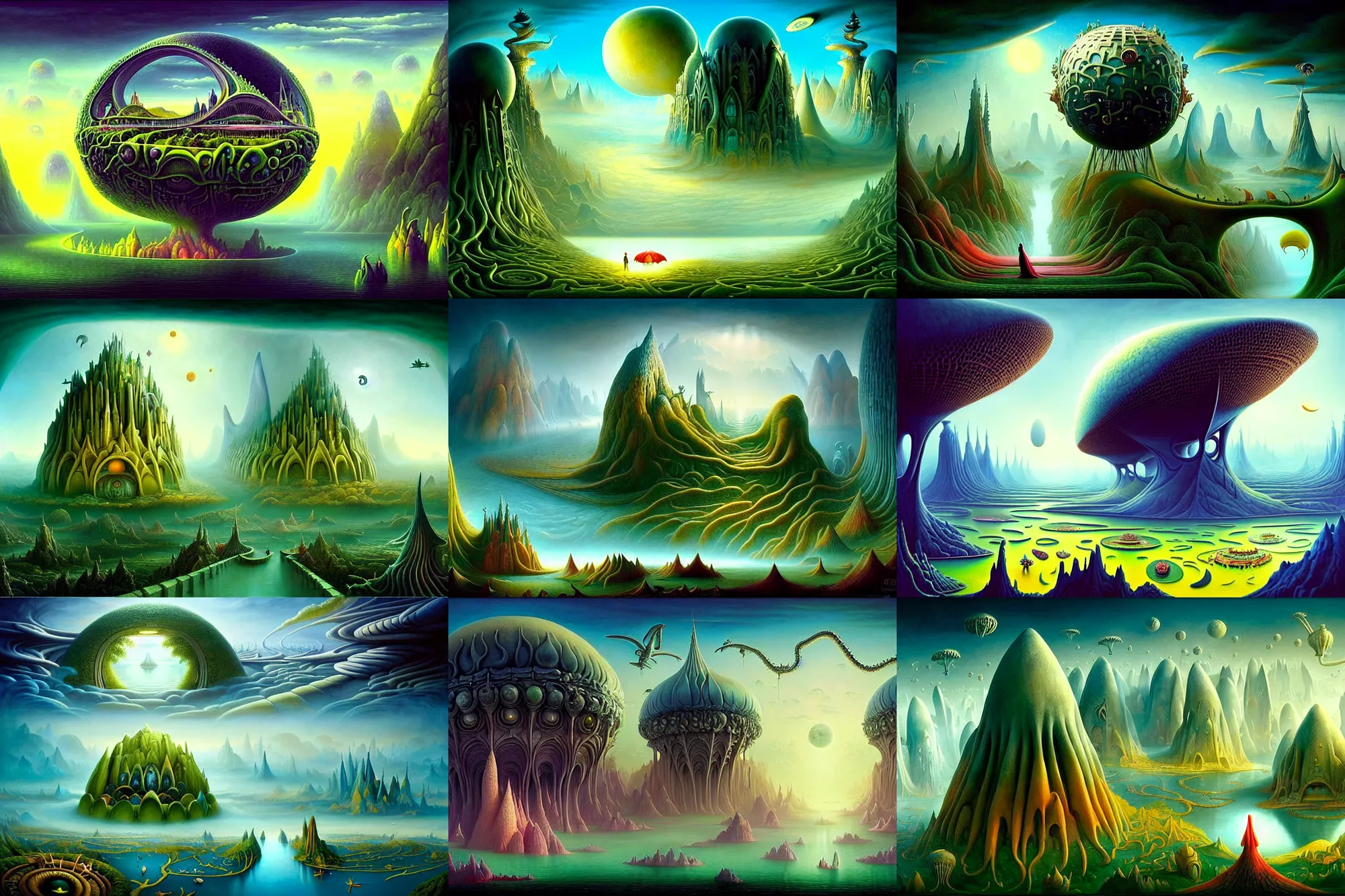 Image similar to a beautiful epic stunning amazing and insanely detailed matte painting of alien dream worlds with surreal architecture designed by Heironymous Bosch, mega structures inspired by Heironymous Bosch's Garden of Earthly Delights, vast surreal landscape and horizon by Cyril Rolando and Andrew Ferez, rich pastel color palette, masterpiece!!, grand!, imaginative!!!, whimsical!!, epic scale, intricate details, sense of awe, elite, fantasy realism, complex composition, 4k post processing