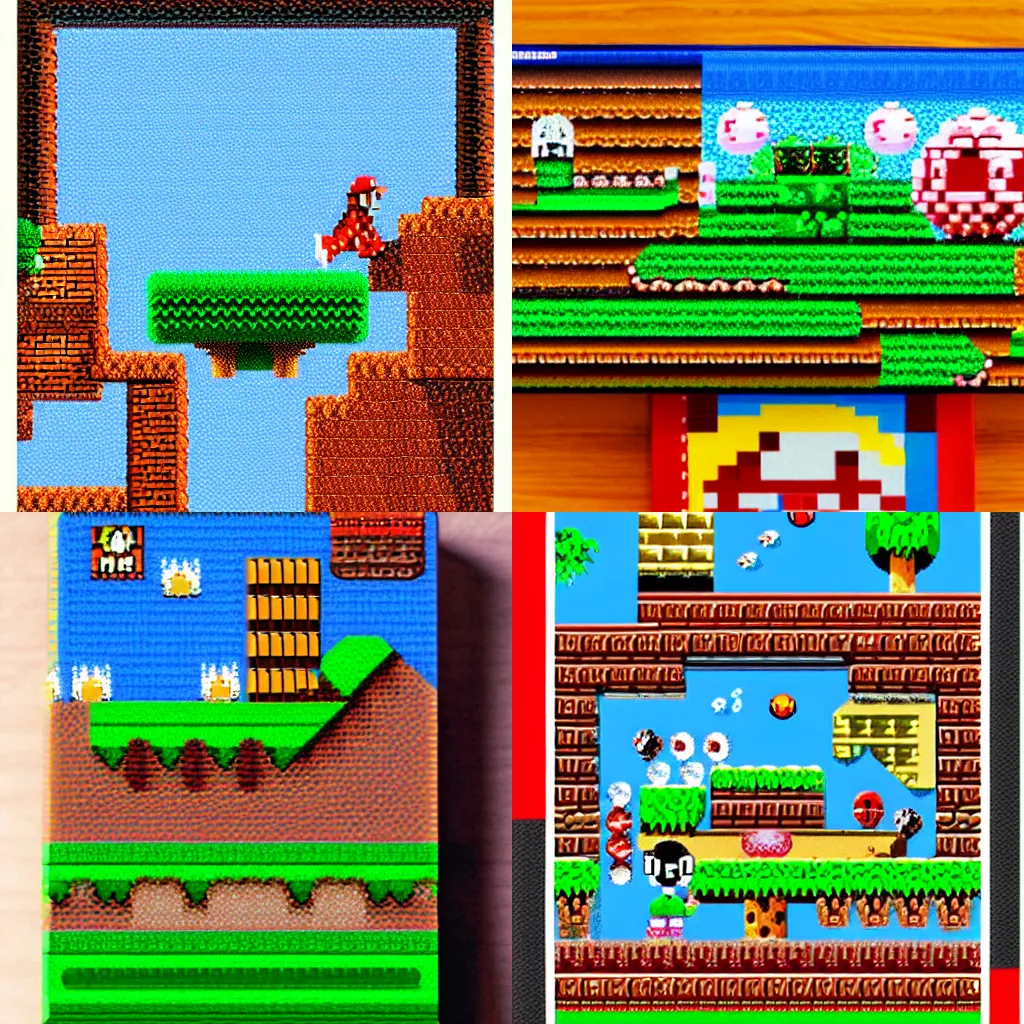 Prompt: Super Mario Bros NES landscape