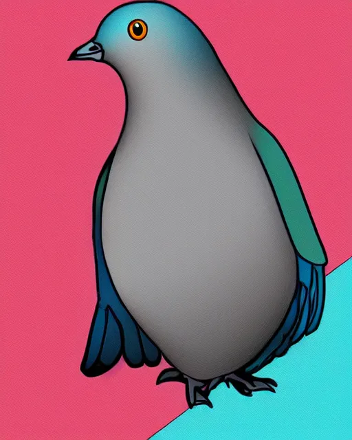 Prompt: pigeon mascot, digital art,