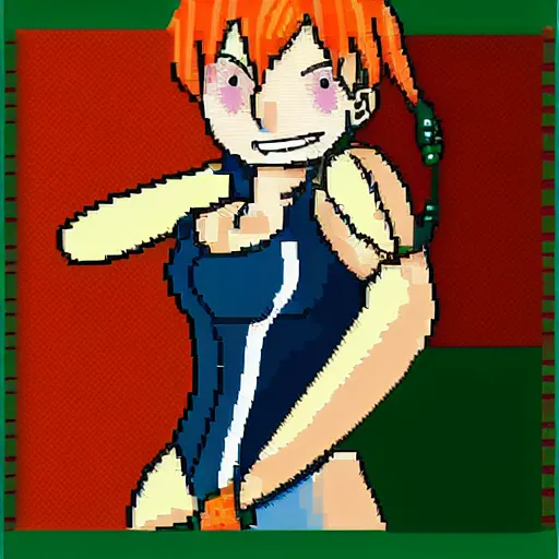 Prompt: Pixel Art of Nami from One Piece