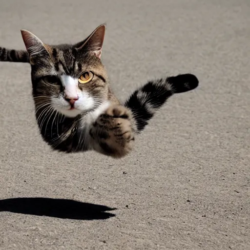 Image similar to a cat jumping off a plane, photography