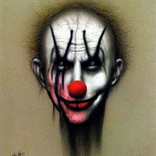 Image similar to grunge drawing of a clown by Zdzisław Beksiński