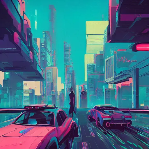 Image similar to a graph style gauche impasto horses, cyberpunk art by james gilleard, city depth of field, cgsociety, retrofuturism, synthwave, retrowave, outrun, high detail.