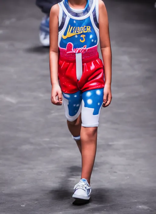 Image similar to hyperrealistic and heavy detailed air jordan runway show of maggie simpson, leica sl 2 5 0 mm, vivid color, high quality, high textured, real life