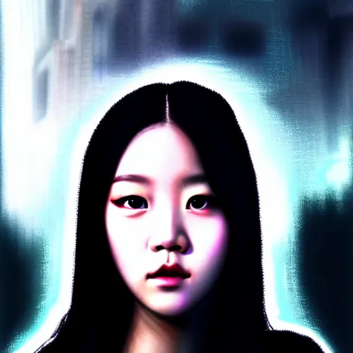 Image similar to jisoo of blackpink, hyperrealistic portrait, bladerunner street, by justine florentino, fantasy art, photo realistic, dynamic lighting, artstation, poster, volumetric lighting, very detailed face, intricate complexity, 8 k, award winning