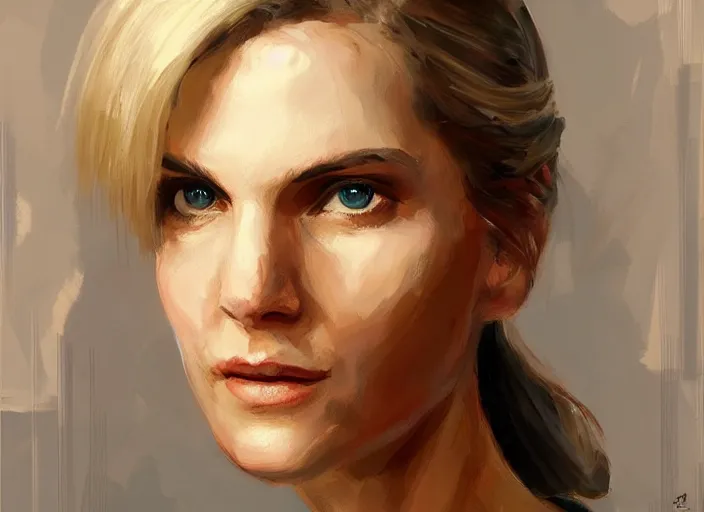 Image similar to concept art of kim wexler, oil painting by jama jurabaev, extremely detailed, brush hard, artstation, for aaa game, high quality, brush stroke