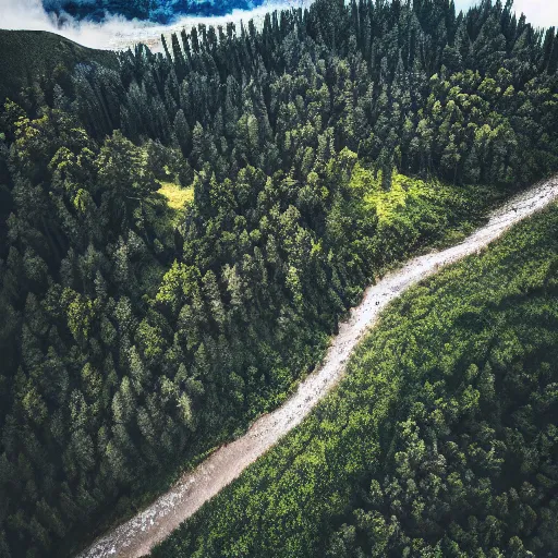 Image similar to majestic landscape, realistic, atmospheric, tilt shift, aerial photo, drone, 8 k