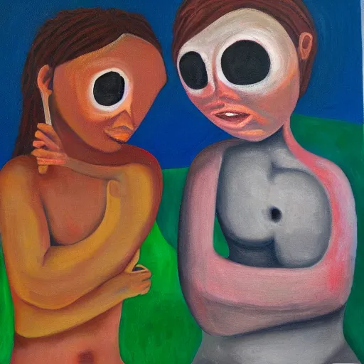 Image similar to the real life love, sad, confusing, brutal, oil on canvas, by Kennedy Kalil