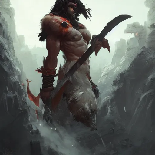 Image similar to barbarian, 8 k, trending on artstation by tooth wu and greg rutkowski