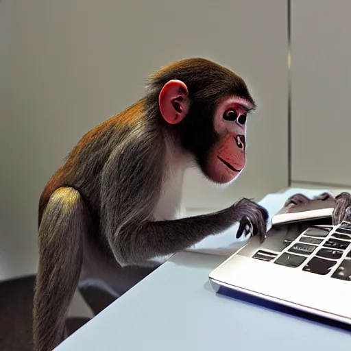 Image similar to monkey working in a Microsoft office