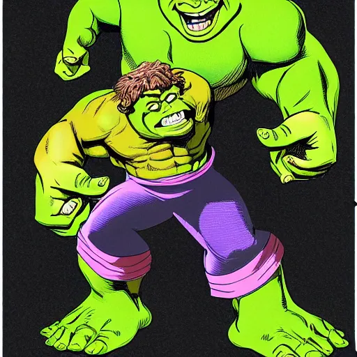 Image similar to shrek fighting the incredible hulk