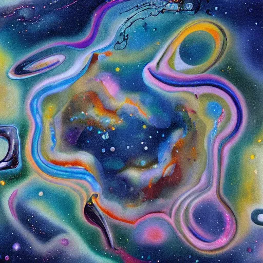 Prompt: A hd surrealism landscape of swirling galaxy starry sculptures by dali and kandinsky, ultra detailed, ultra realistic, 8k